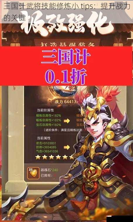 三国计武将技能修炼小 tips：提升战力的关键