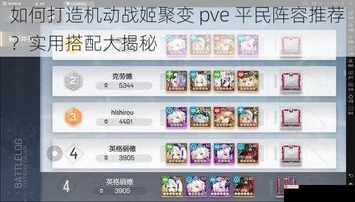 如何打造机动战姬聚变 pve 平民阵容推荐？实用搭配大揭秘