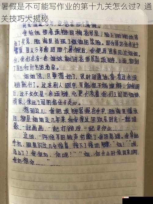 暑假是不可能写作业的第十九关怎么过？通关技巧大揭秘