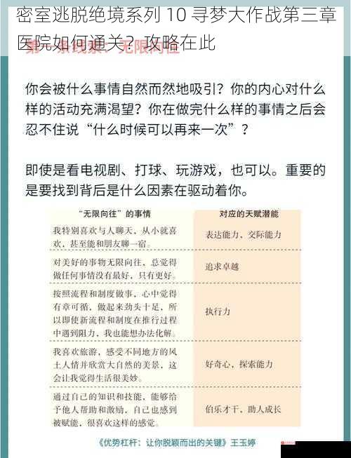 密室逃脱绝境系列 10 寻梦大作战第三章医院如何通关？攻略在此