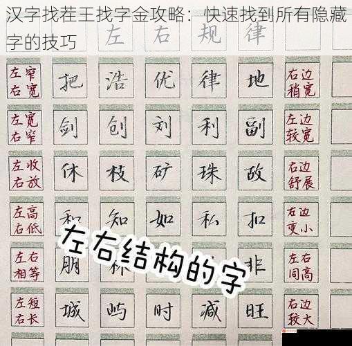 汉字找茬王找字金攻略：快速找到所有隐藏字的技巧