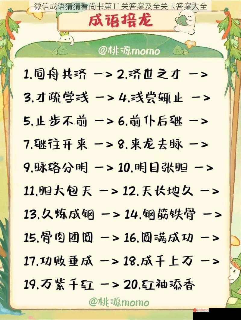 微信成语猜猜看尚书第11关答案及全关卡答案大全