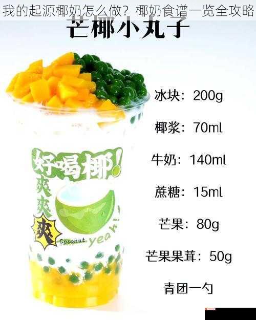 我的起源椰奶怎么做？椰奶食谱一览全攻略