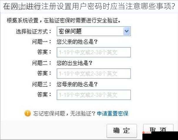 在网上进行注册设置用户密码时应当注意哪些事项？