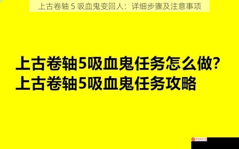 上古卷轴 5 吸血鬼变回人：详细步骤及注意事项