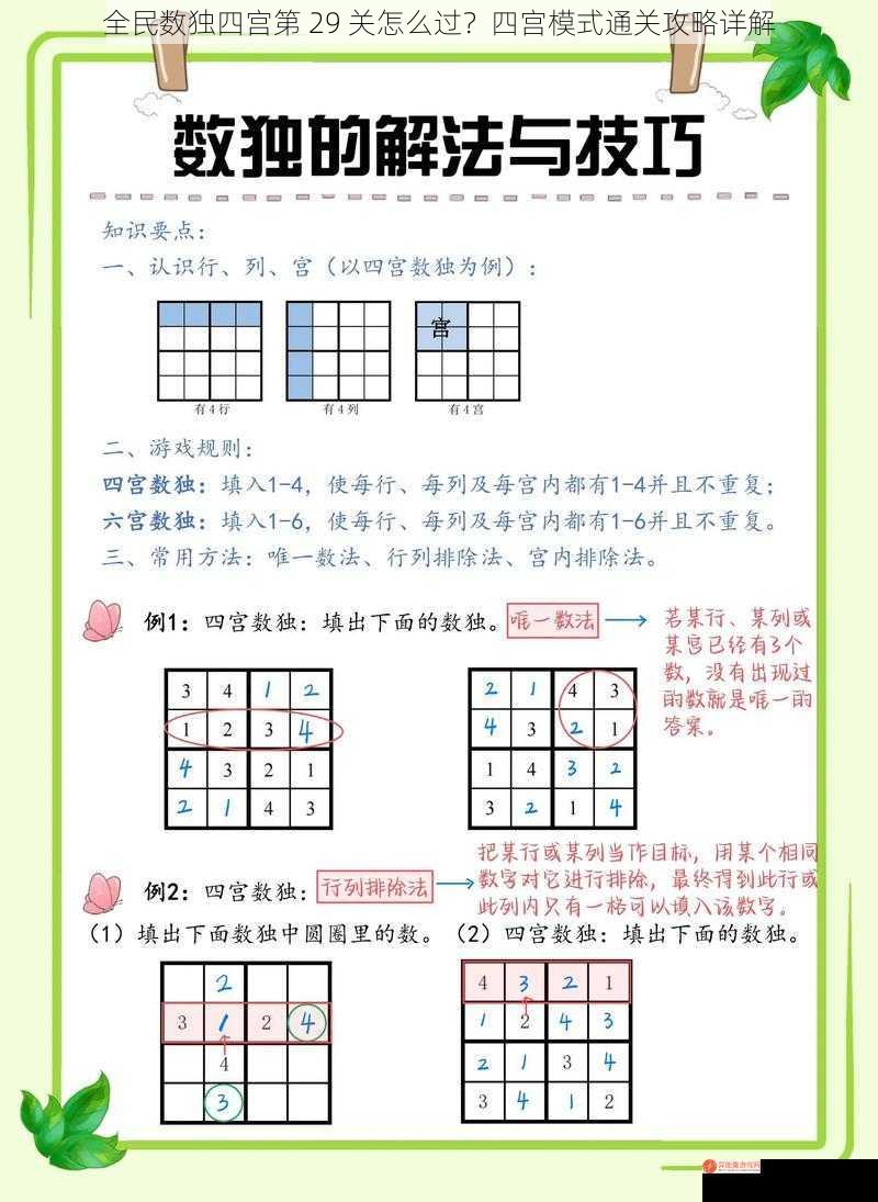 全民数独四宫第 29 关怎么过？四宫模式通关攻略详解