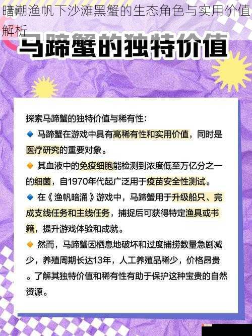 暗潮渔帆下沙滩黑蟹的生态角色与实用价值解析