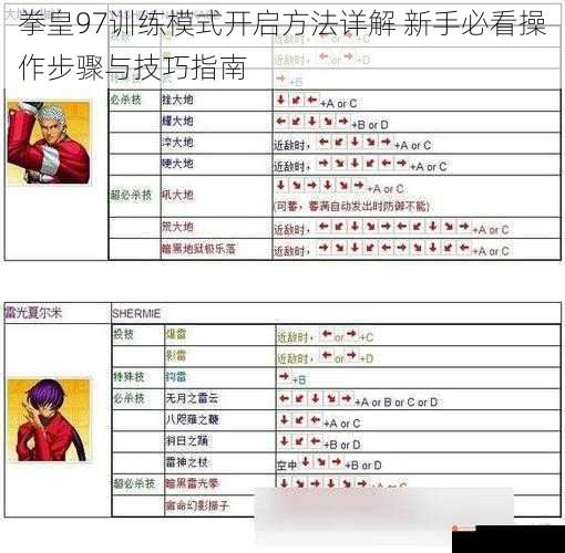 拳皇97训练模式开启方法详解 新手必看操作步骤与技巧指南